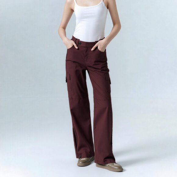 Vintage Columbia Titanium Plum Brown Y2K Hiking Cargo Convertible Pants Shorts 8 - Picture 1 of 4